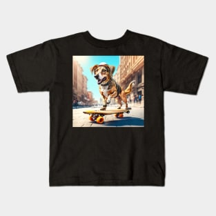Dog on a Skateboard Kids T-Shirt